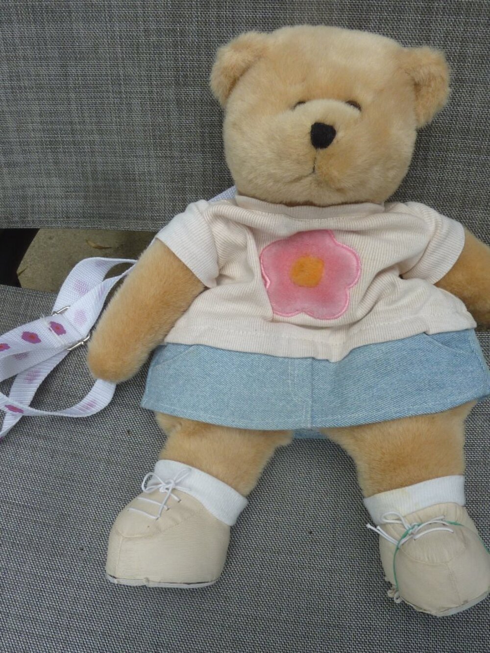 Vintage Gurilla Biscuit Girl's Teddy Bear Backpack with Hidden Music Box